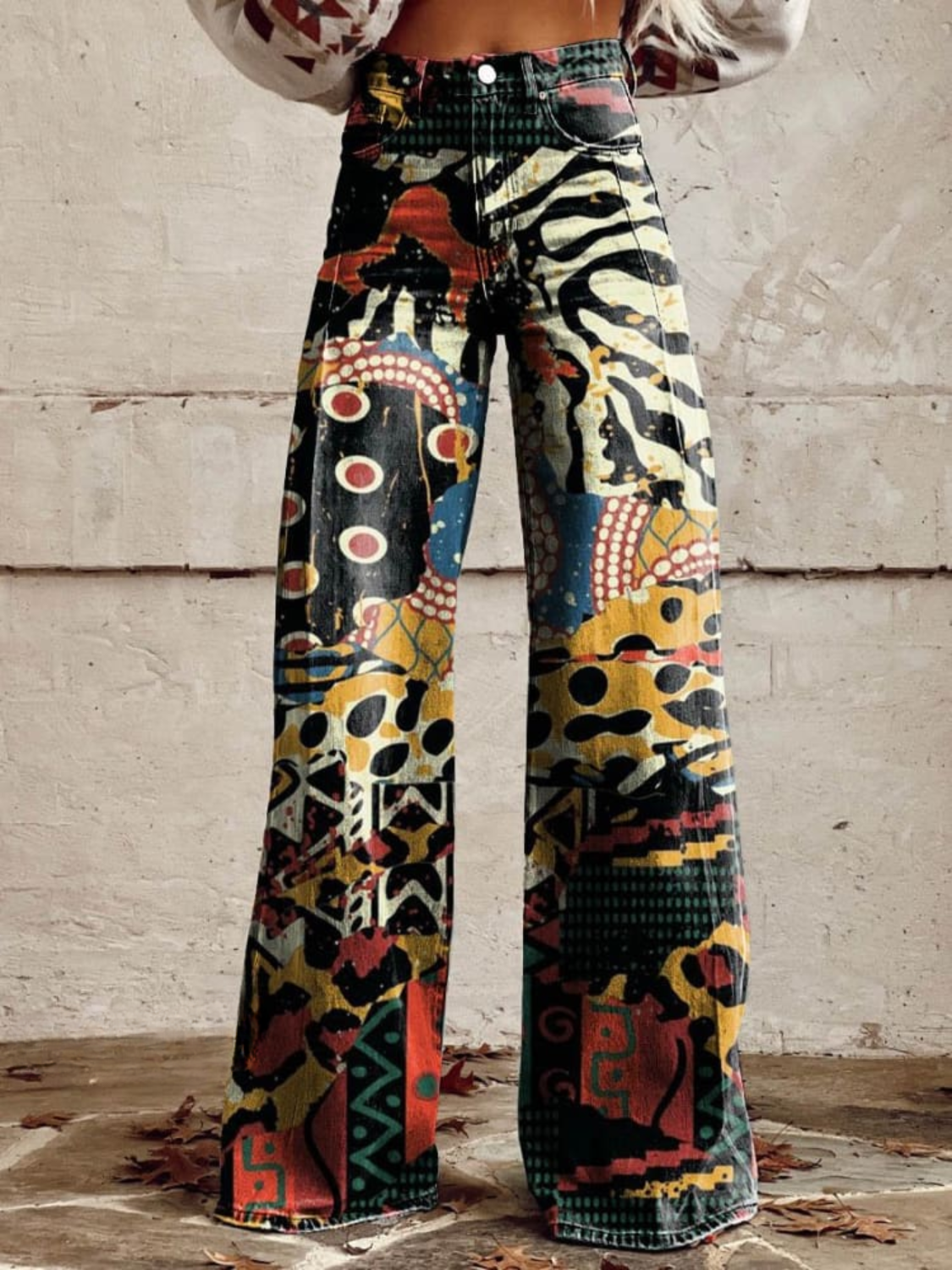 Julia - Eclectic art wide-leg trousers