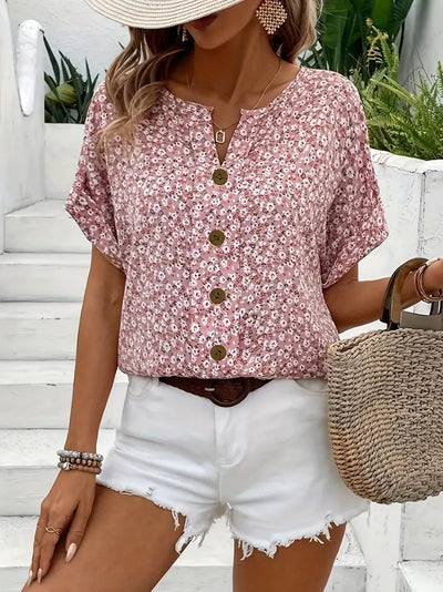 Delphine - Floral Button-Up Blouse