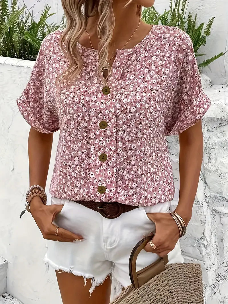 Delphine - Floral Button-Up Blouse