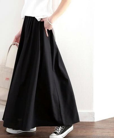 2024 Fall Black Plus Size Skirts Oversize Pleated Skirts Long