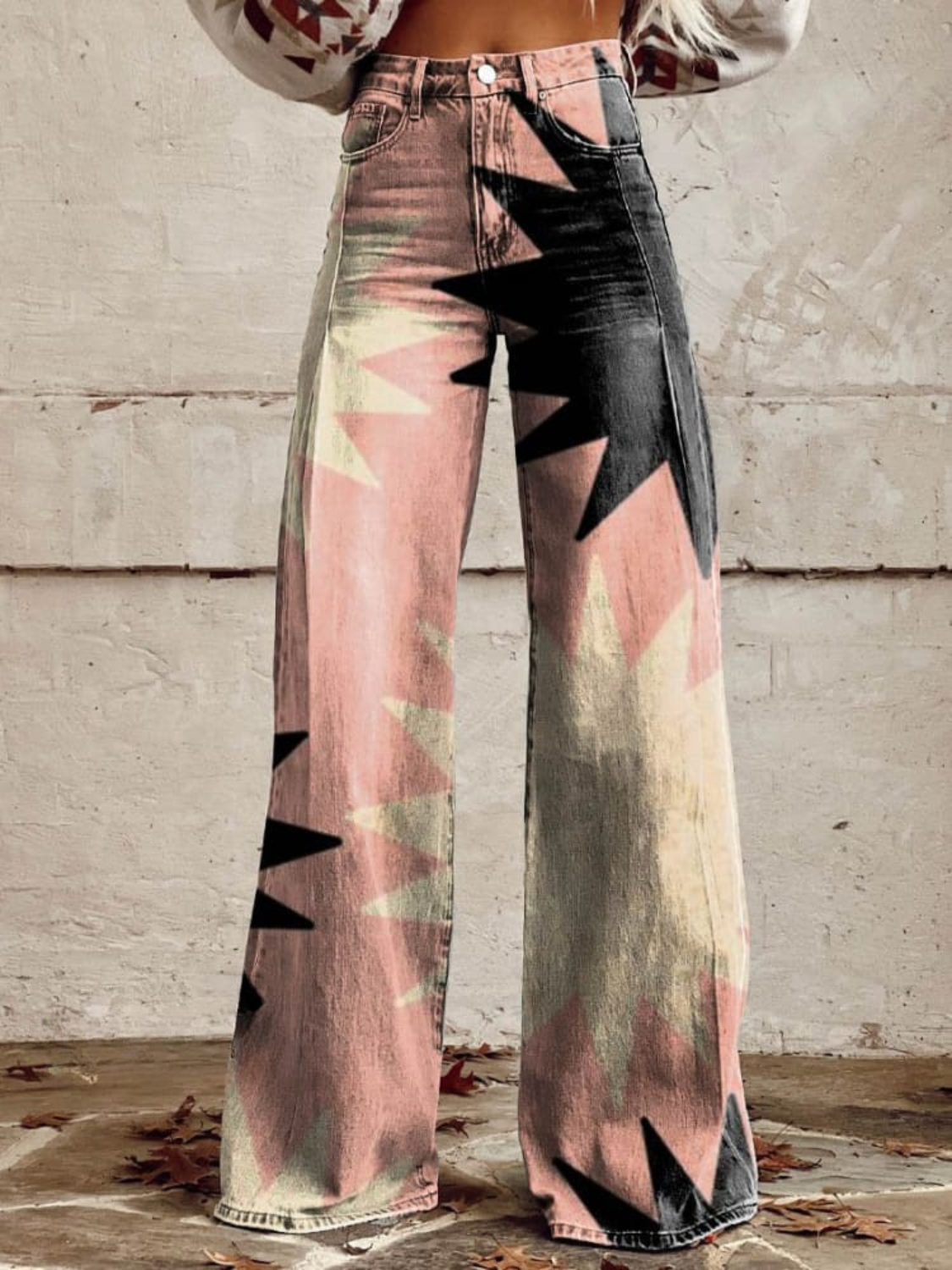 Julia - Vintage geometric wide leg trousers