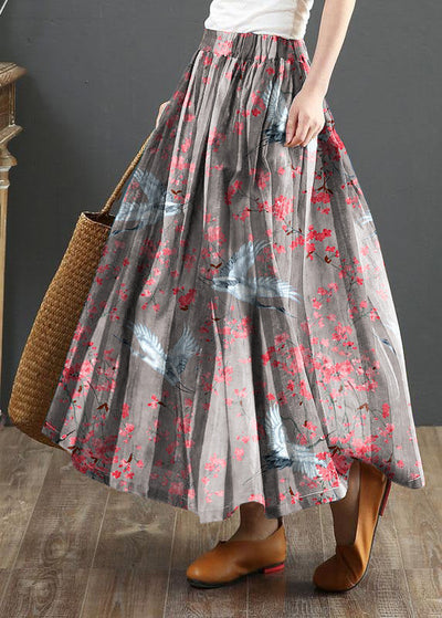 Women Striped A Line Retro Print Skirts