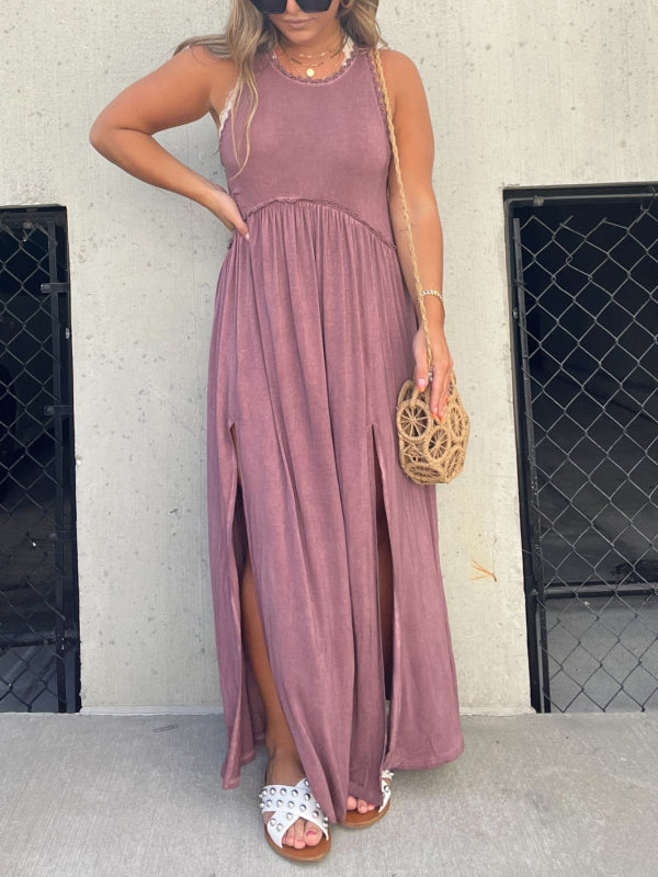 Slit Casual Simple Loose Maxi Long Dress