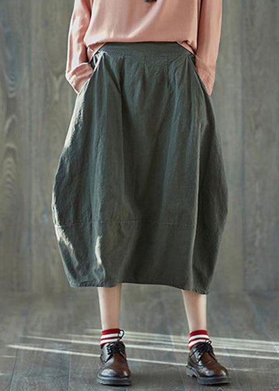 Boutique Green Pockets lantern Summer Skirt