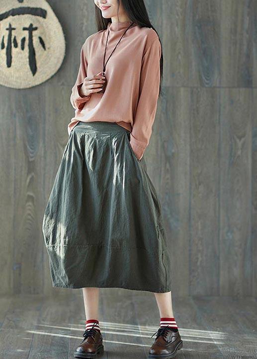 Boutique Green Pockets lantern Summer Skirt