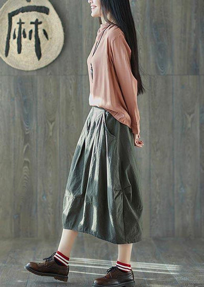 Boutique Green Pockets lantern Summer Skirt