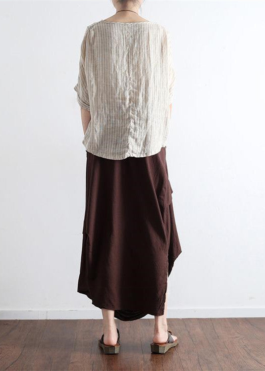 Brick red oversized skirts asymmetrical design elastic waist long skirt