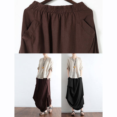 Brick red oversized skirts asymmetrical design elastic waist long skirt