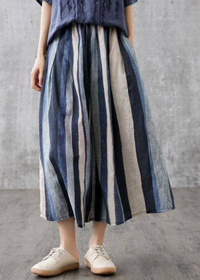 Elegant Navy Retro Striped A Line Summer Skirts