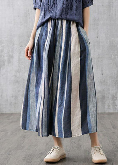 Elegant Navy Retro Striped A Line Summer Skirts