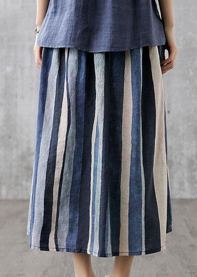 Elegant Navy Retro Striped A Line Summer Skirts