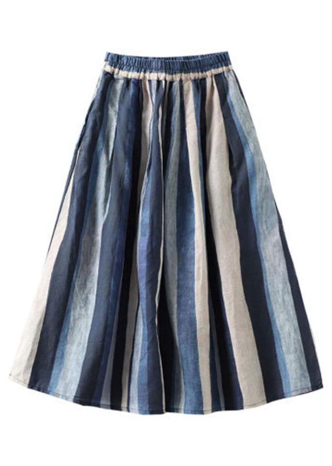 Elegant Navy Retro Striped A Line Summer Skirts