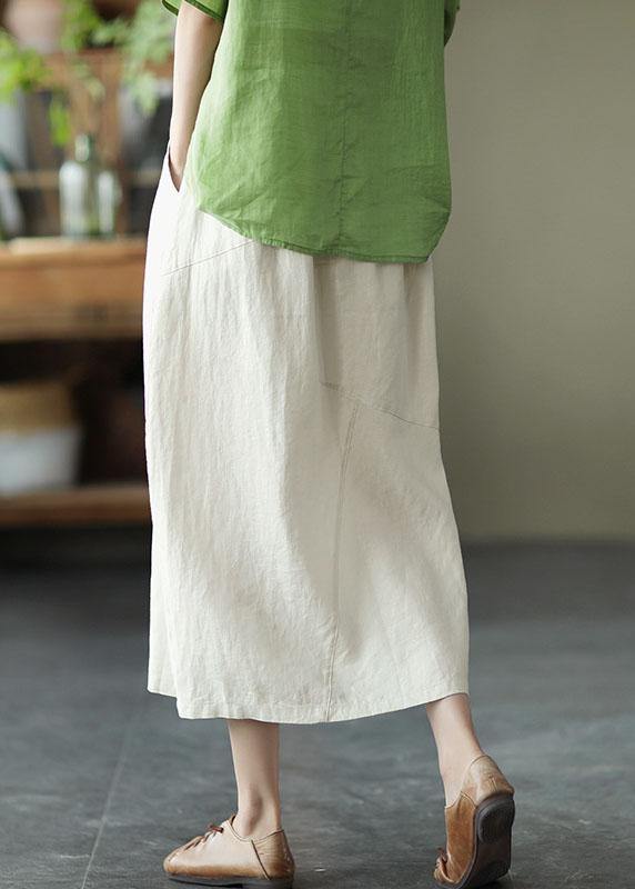 Elegant White Patchwork Pockets A Line Skirt