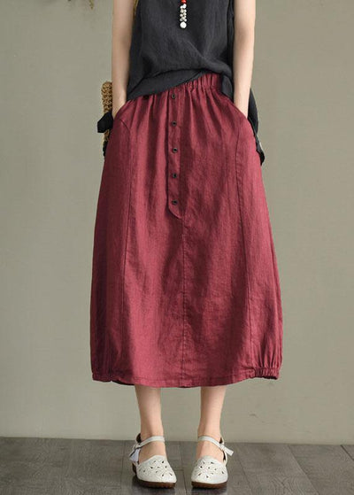 Simple Mulberry Retro Patchwork Pockets Summer Skirt