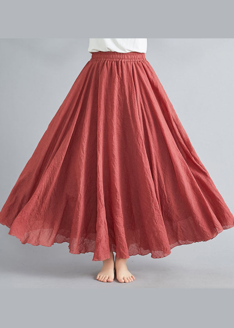 Style Rust Elastic Waist Exra Large Hem A Line Skirts Summer