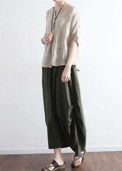 Tea green simple pockets skirts long maxi skirt