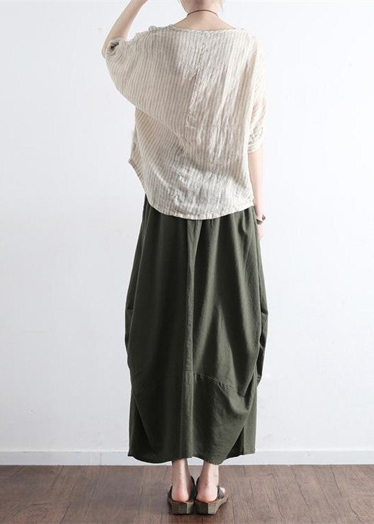 Tea green simple pockets skirts long maxi skirt