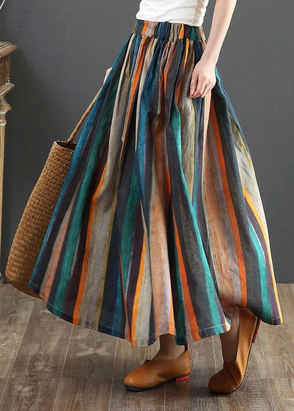 Women Striped A Line Retro Print Skirts