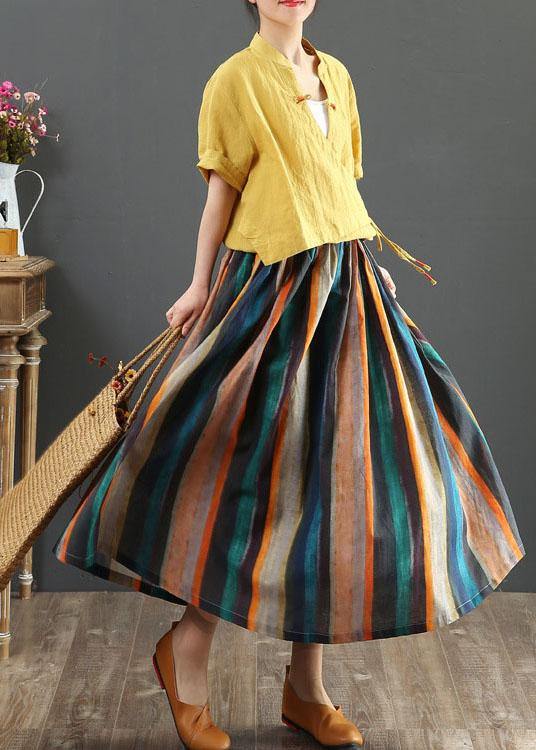 Women Striped A Line Retro Print Skirts