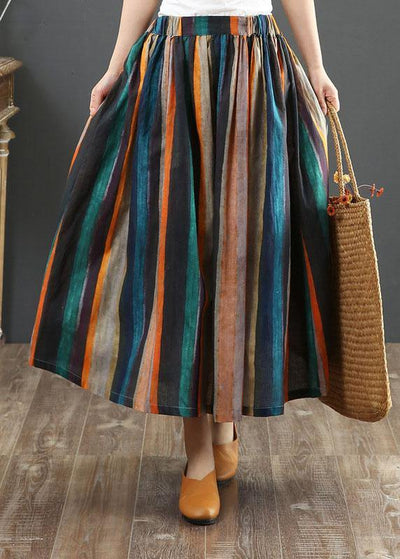 Women Striped A Line Retro Print Skirts