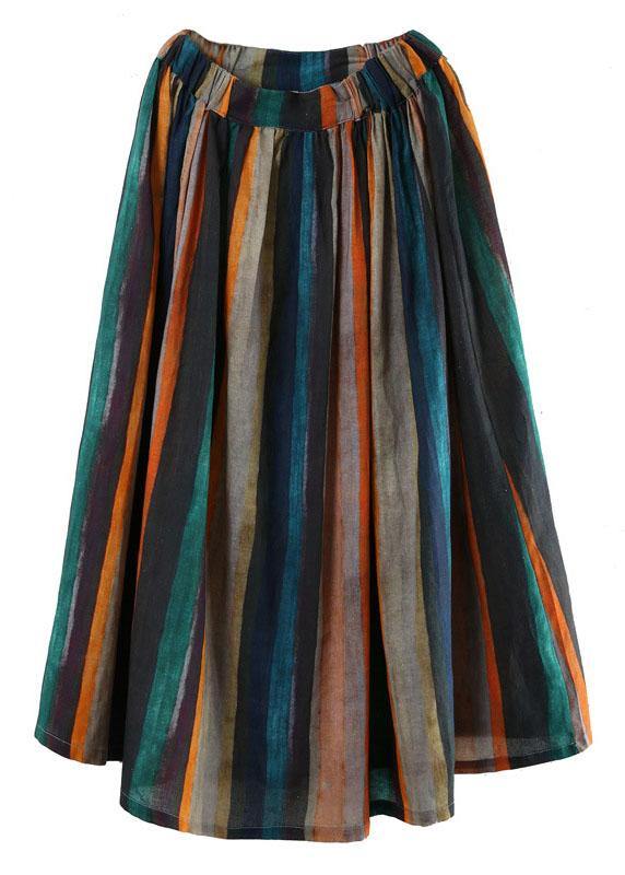 Women Striped A Line Retro Print Skirts