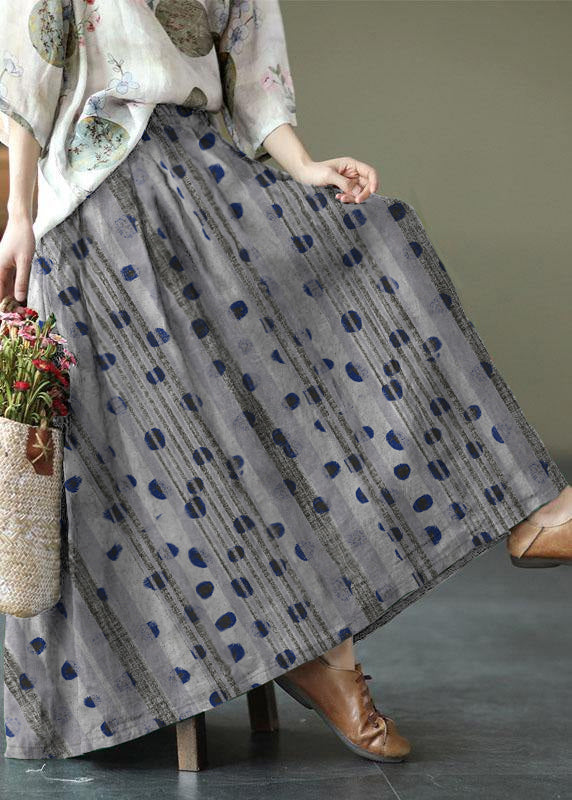 Bohemian Black flower Elastic Waist Print Skirts Summer