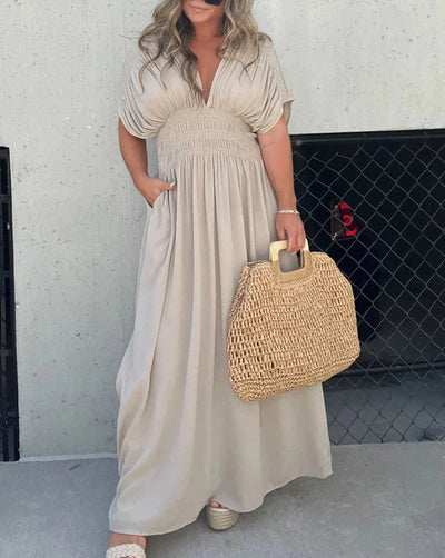 Slit V-Neck Effortless Maxi Long  dress