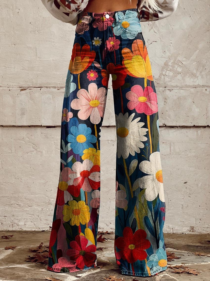 Julia - Flower Power wide leg trousers