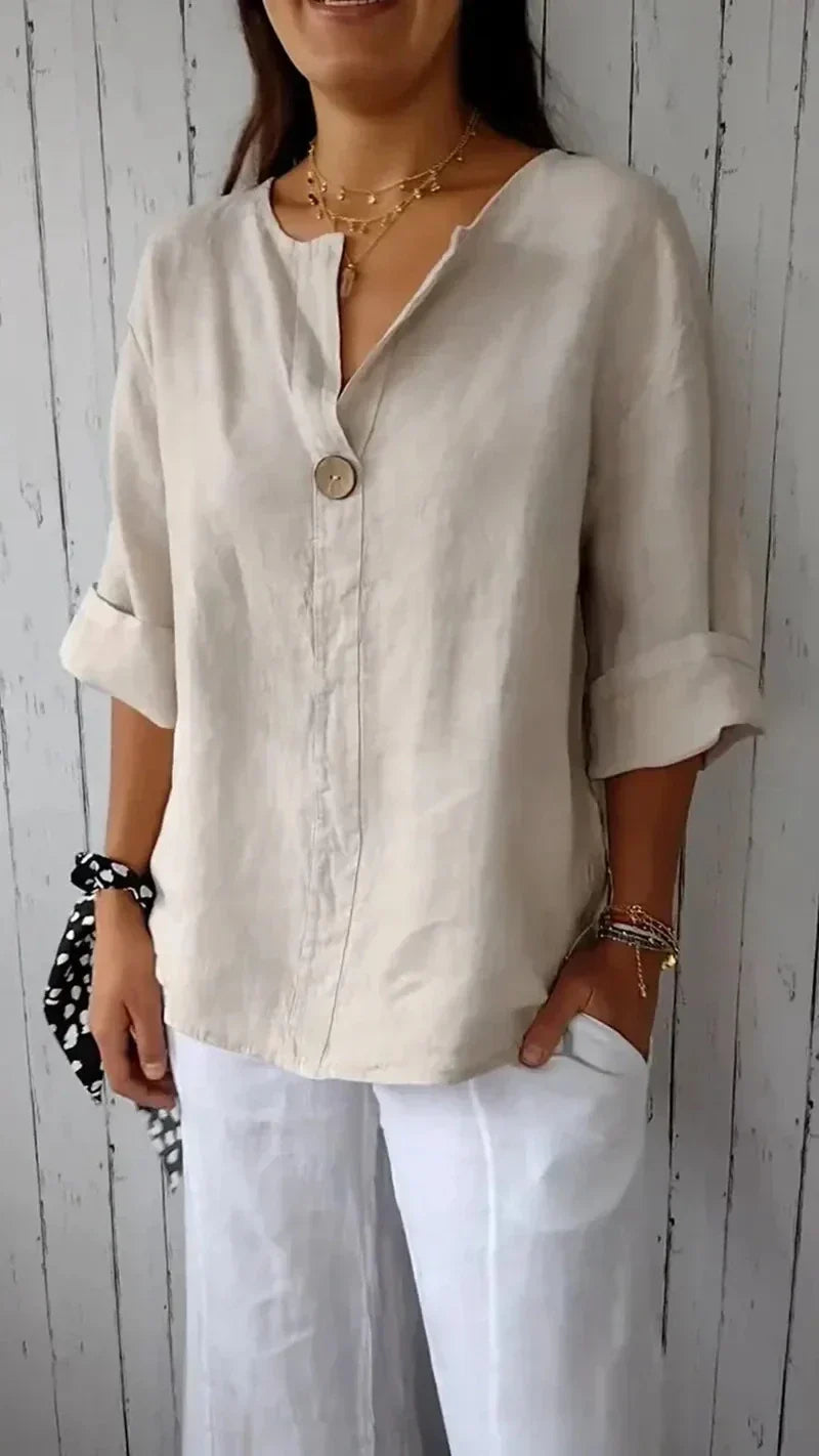 Anamey - V-neck Mid-Sleeve Shirt