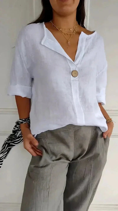 Anamey - V-neck Mid-Sleeve Shirt