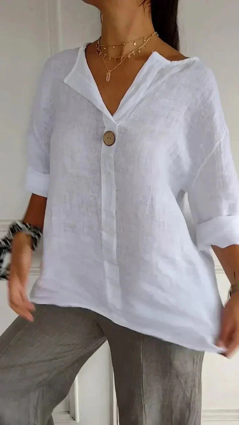 Anamey - V-neck Mid-Sleeve Shirt